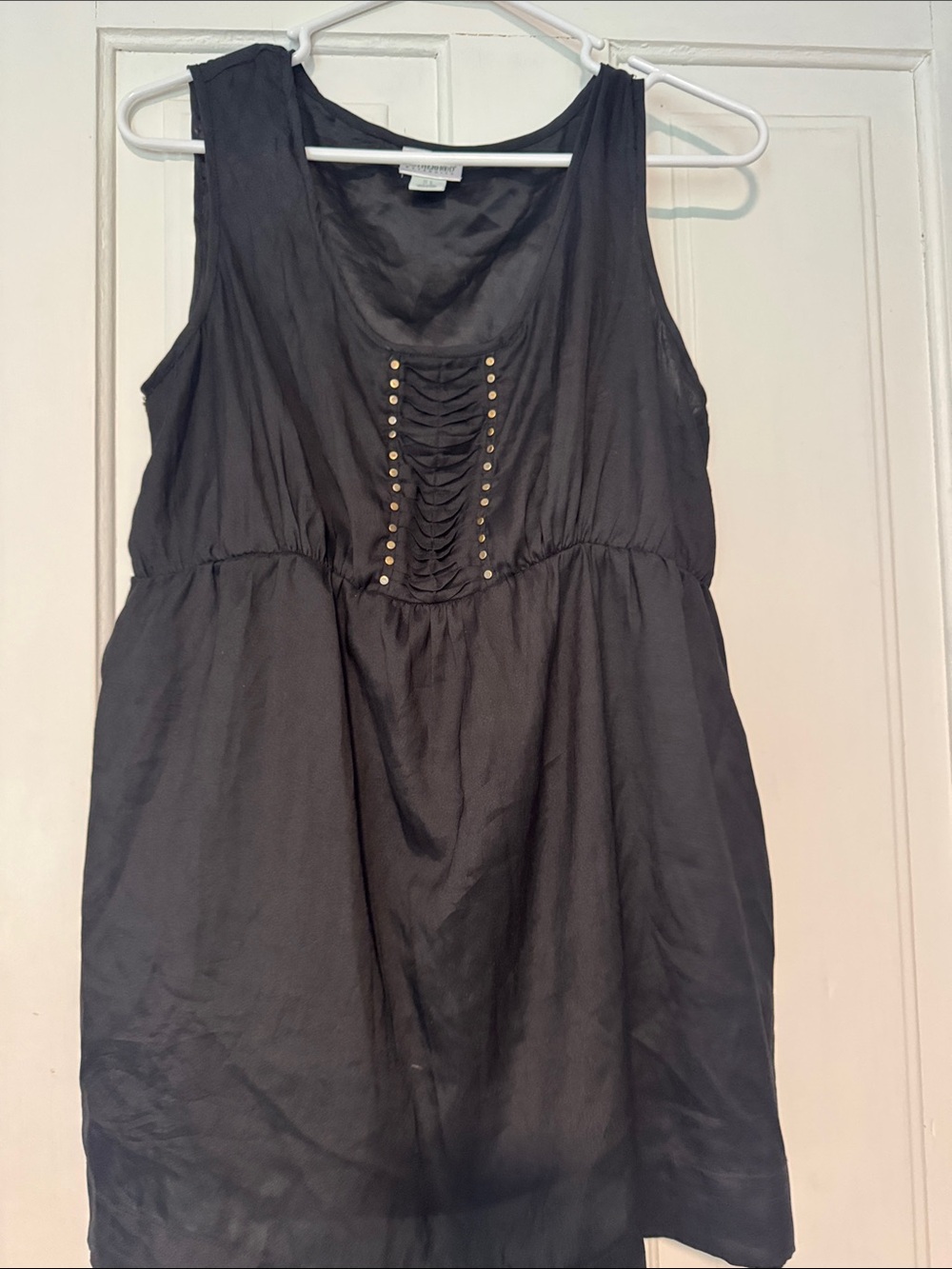 Motherhood Black Stud-Detail Sleeveless Maternity Tank- Size Large